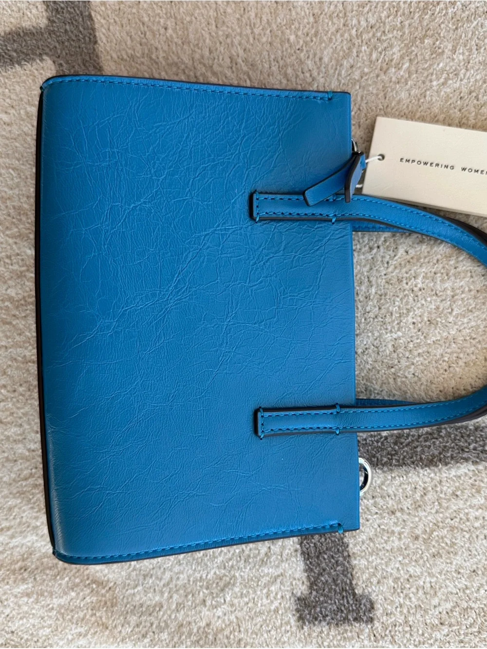 Tory Burch Bright Blue Leather Satchel with Gold Logo